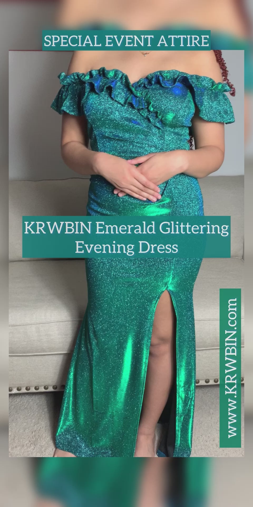 Emerald Glittering Evening Dress