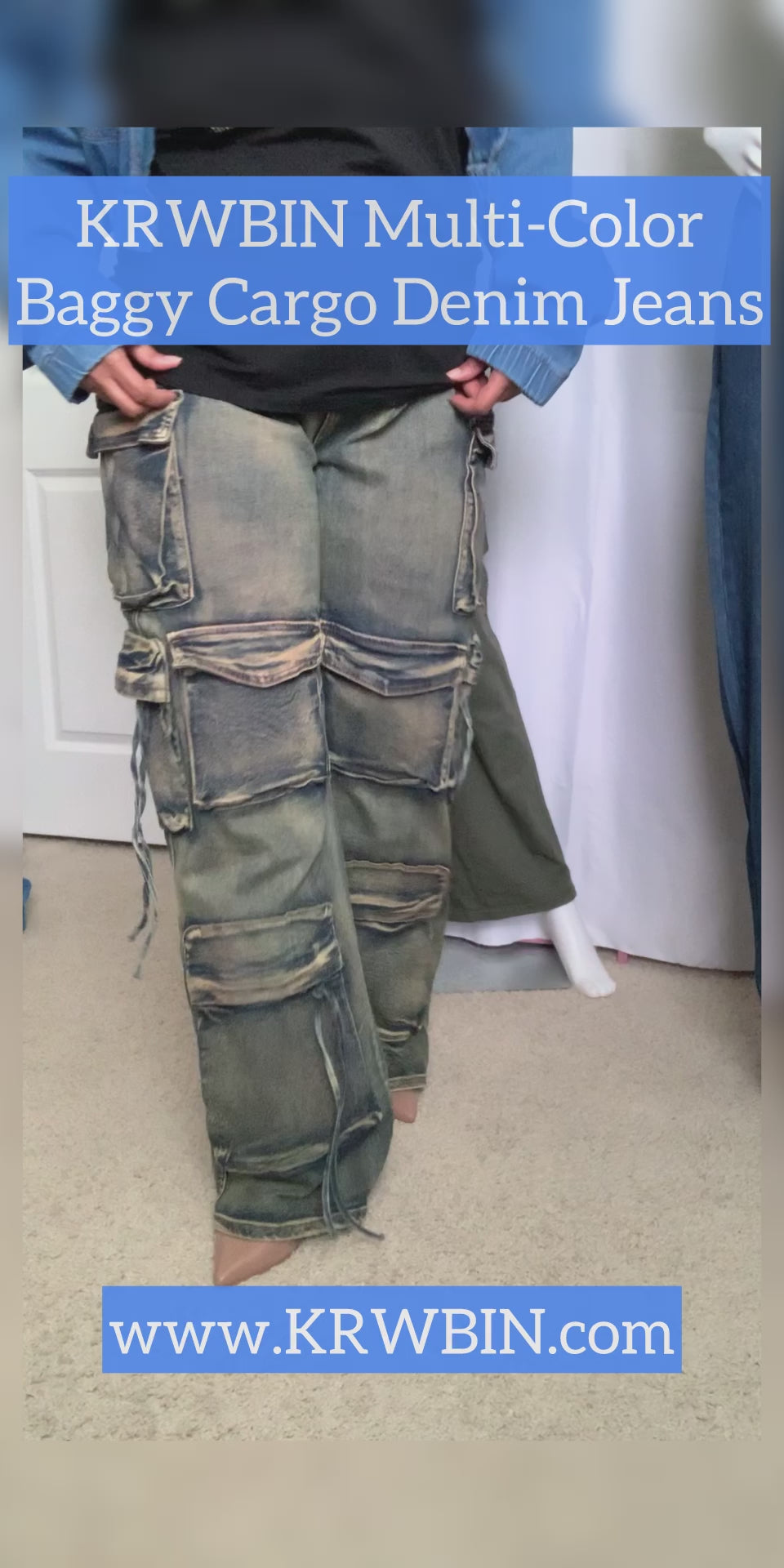 Multi-Color Baggy Cargo Denim JEANS