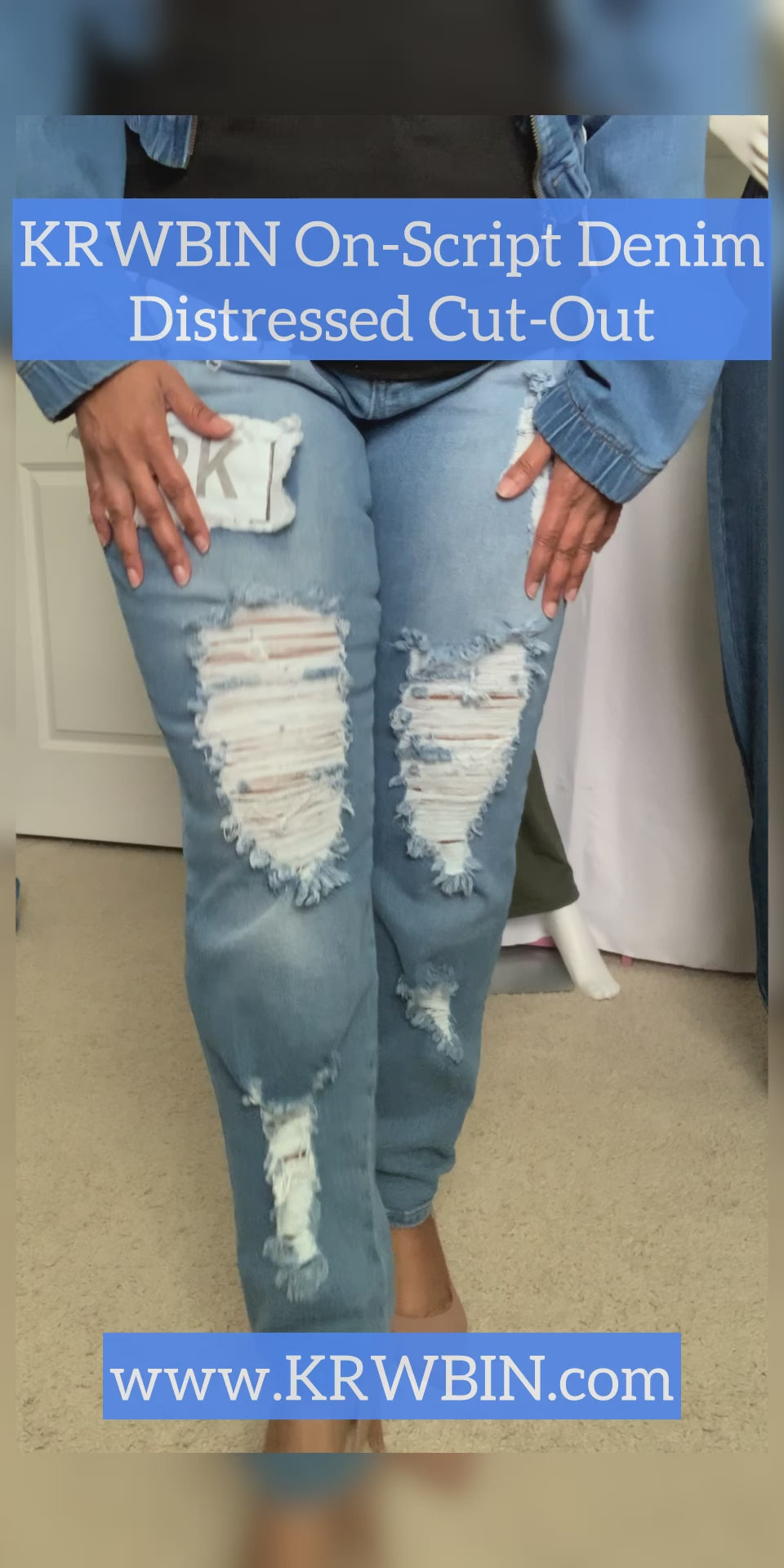 On-Script Denim JEANS Distressed Cut-Out