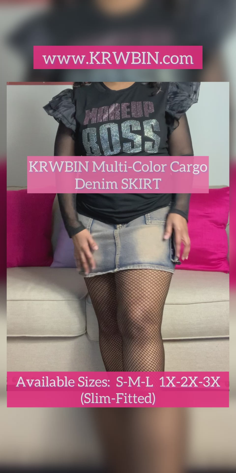 Multi-Color Cargo Denim SKIRT