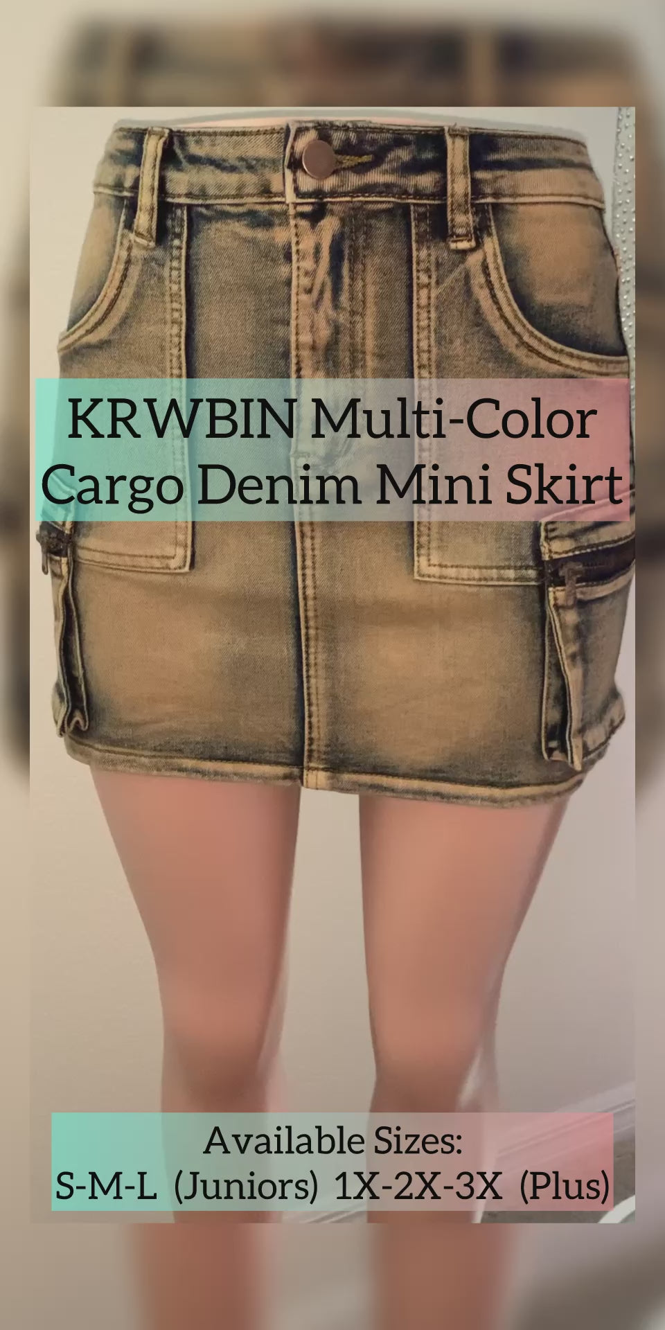 KRWBIN Multi-Color Cargo Denim MINI SKIRT