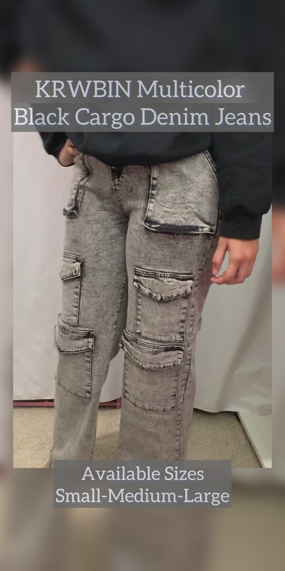 Multicolor Grey-Black Cargo Denim JEANS