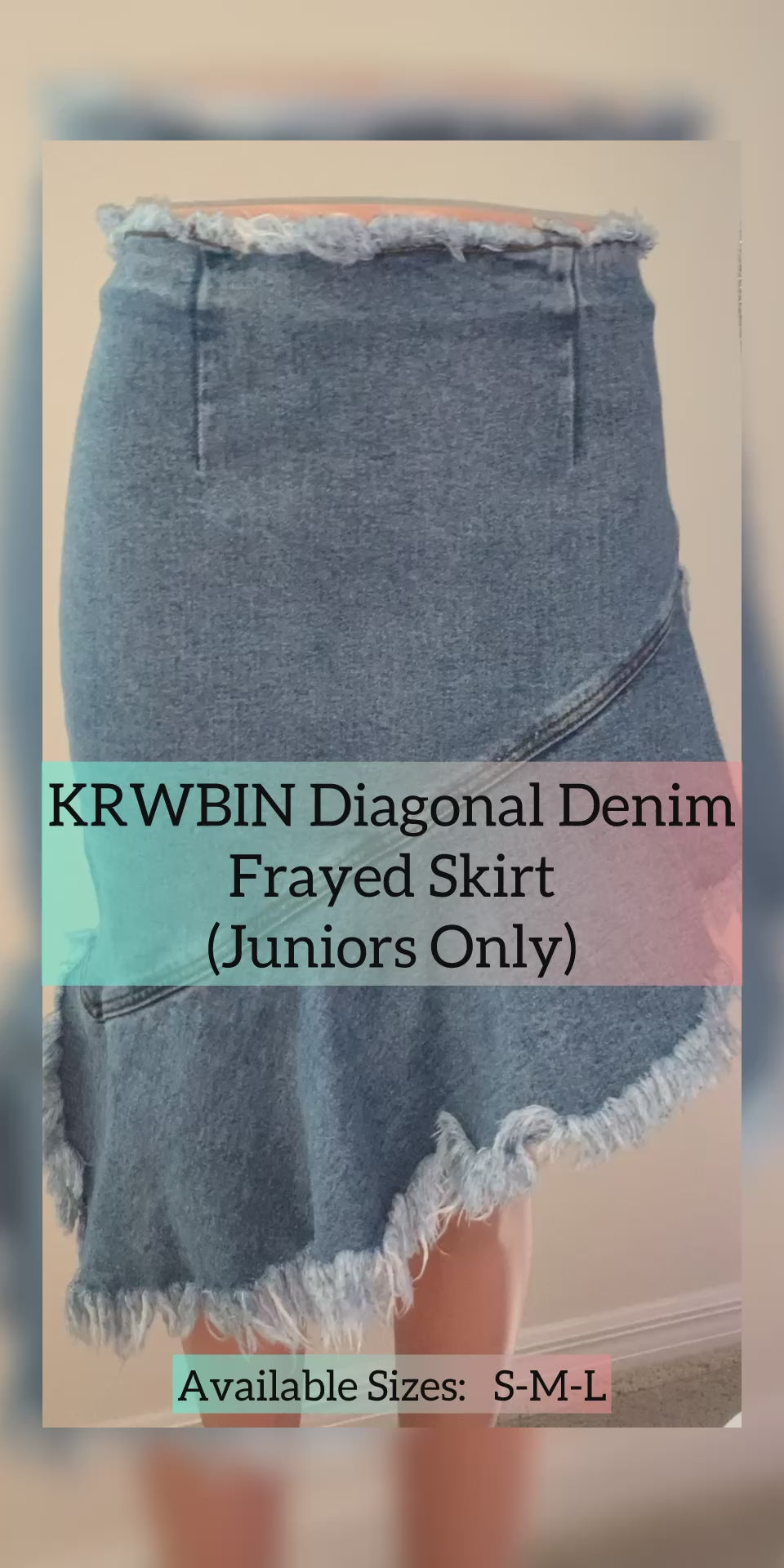 KRWBIN Diagonal Denim Frayed SKIRT (JUNIORS Only)